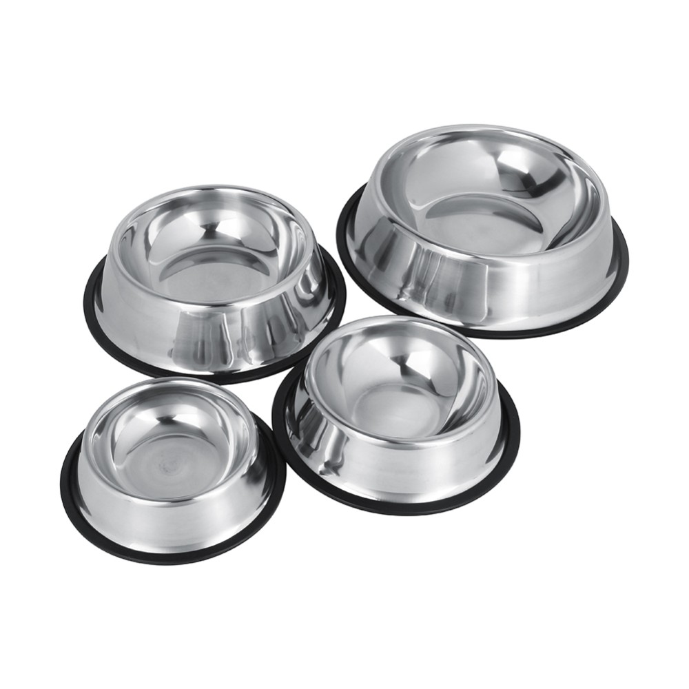 Stainless Steel Dog Bowls with Rubber Bottom