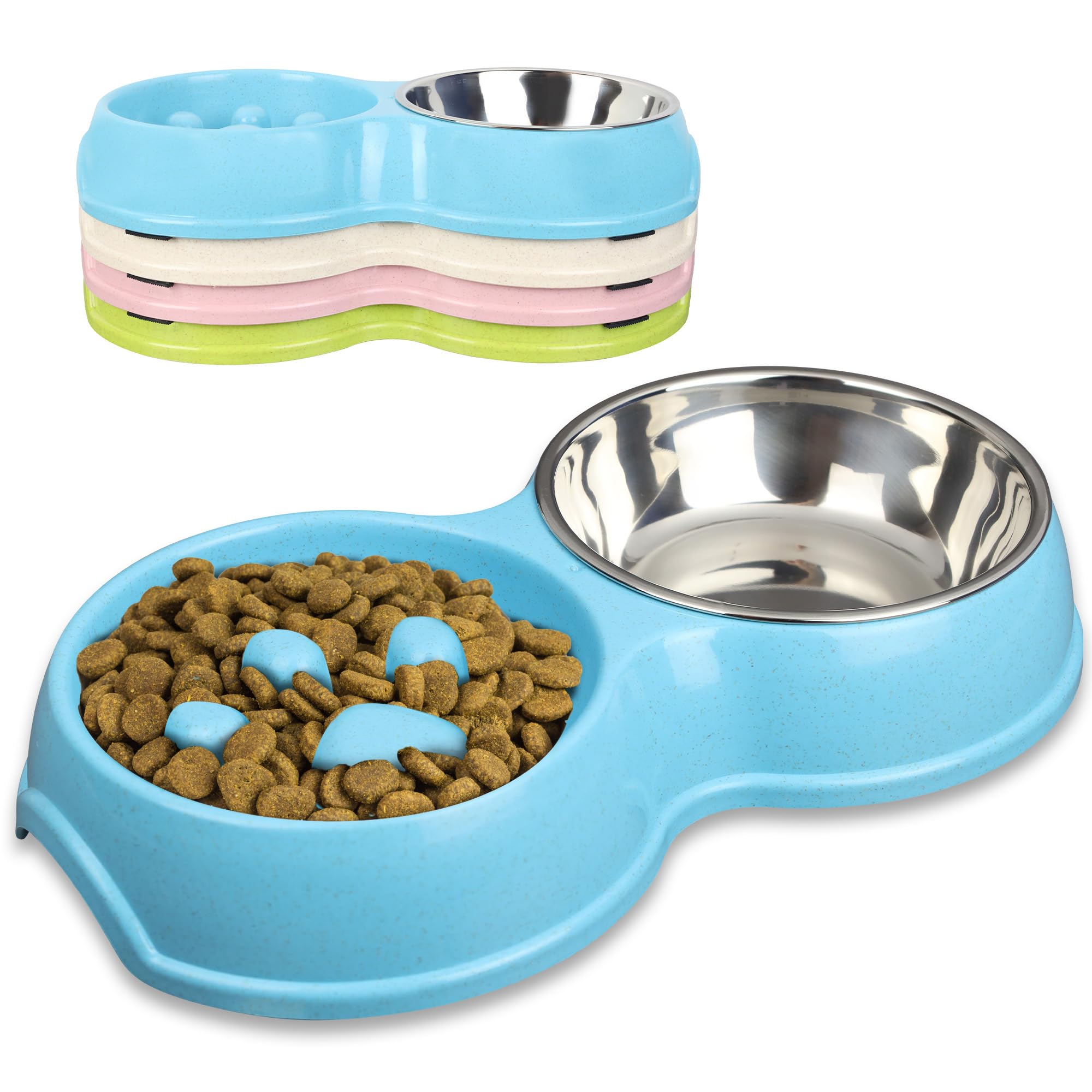 Double Slow Feeder Dog Bowl