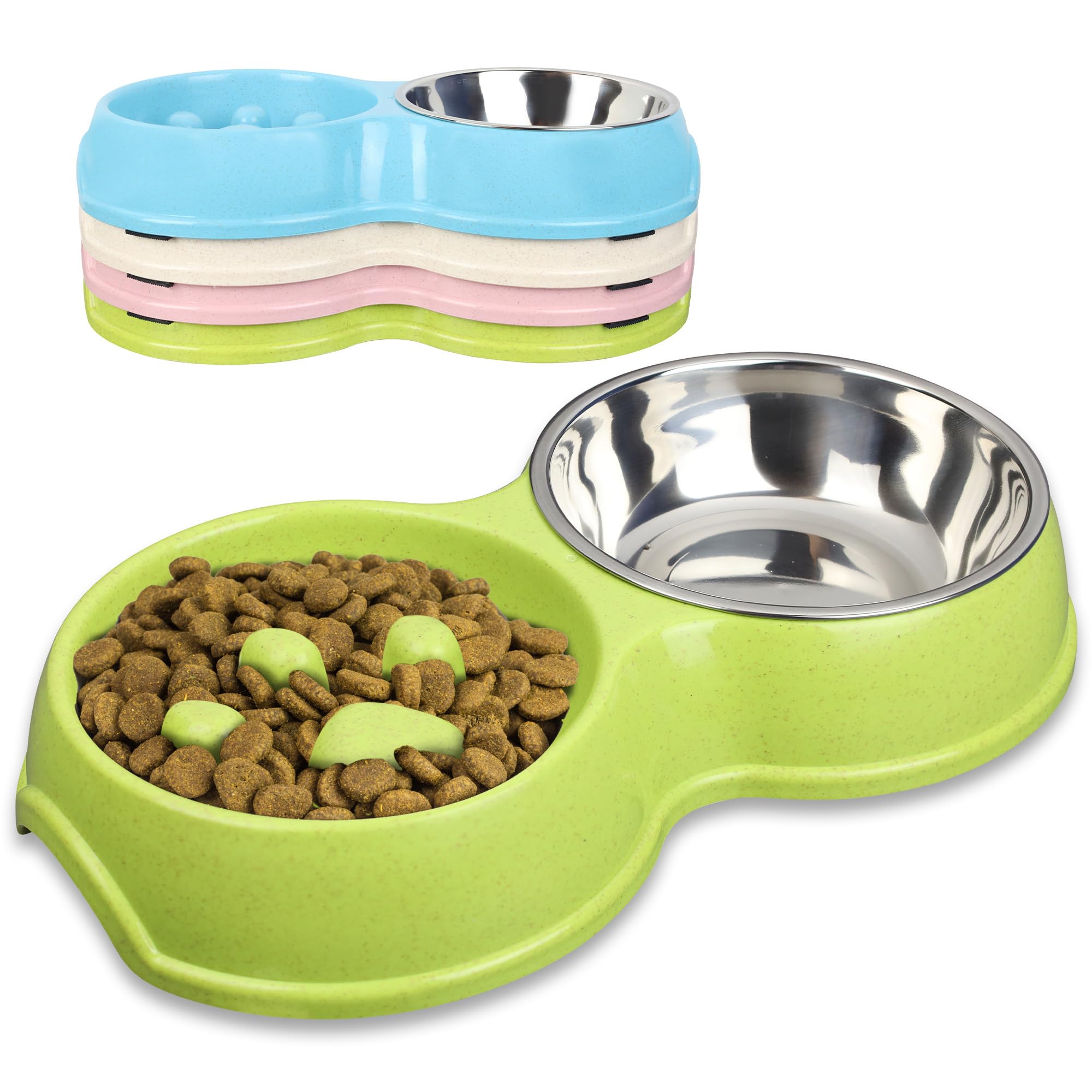 Double Slow Feeder Dog Bowl