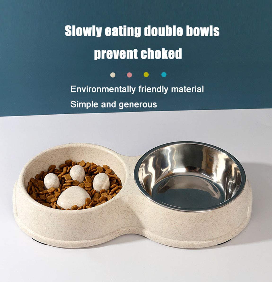 Double Slow Feeder Dog Bowl