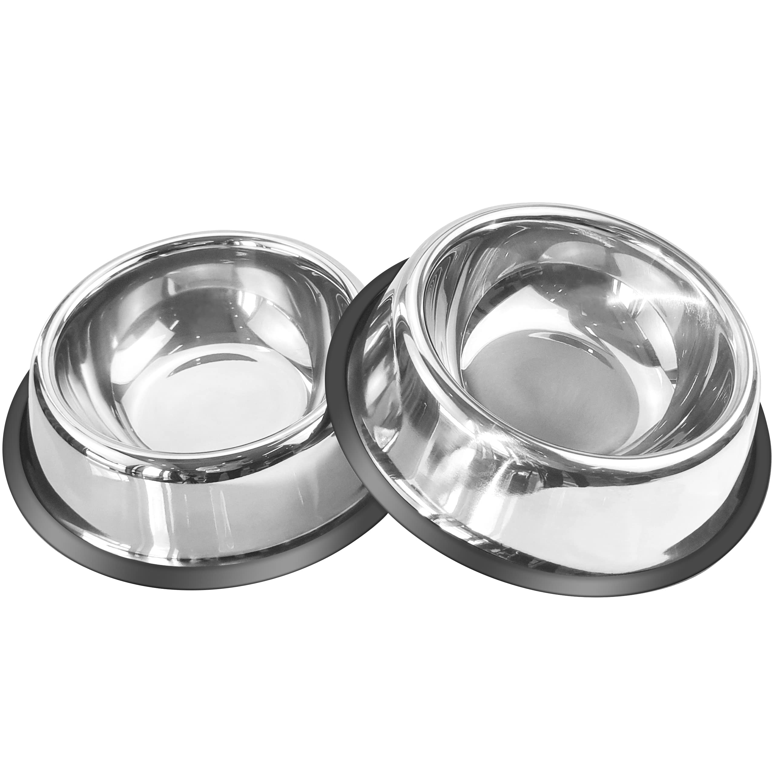 Stainless Steel Dog Bowls with Rubber Bottom