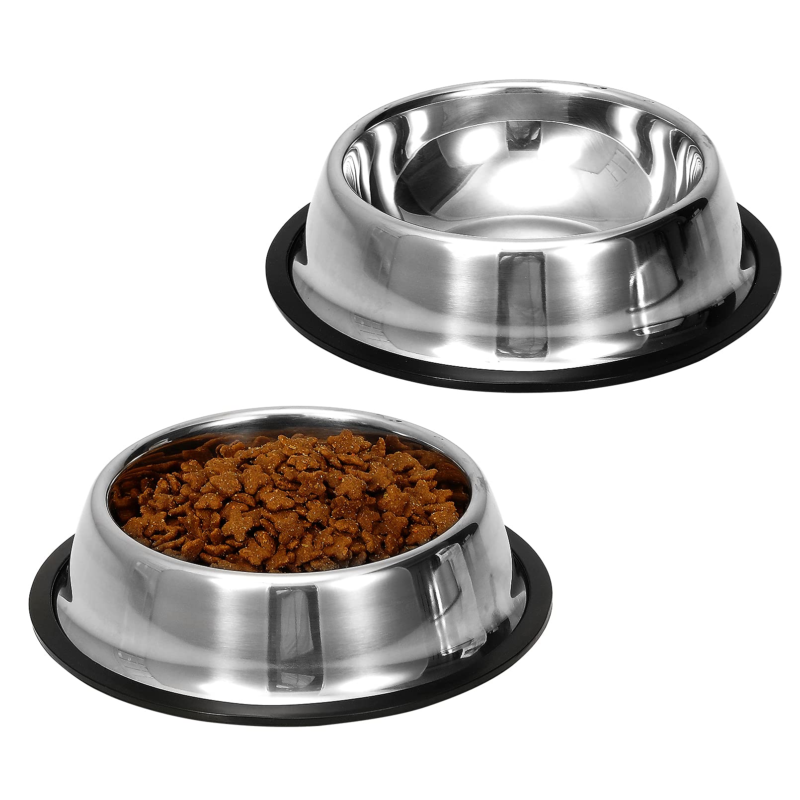 Stainless Steel Dog Bowls with Rubber Bottom