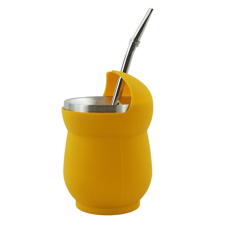 Vacuum Insulated Yerba Mate Cup with Silicon Clouth