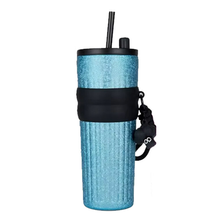 Large capacity titanium cup with straw