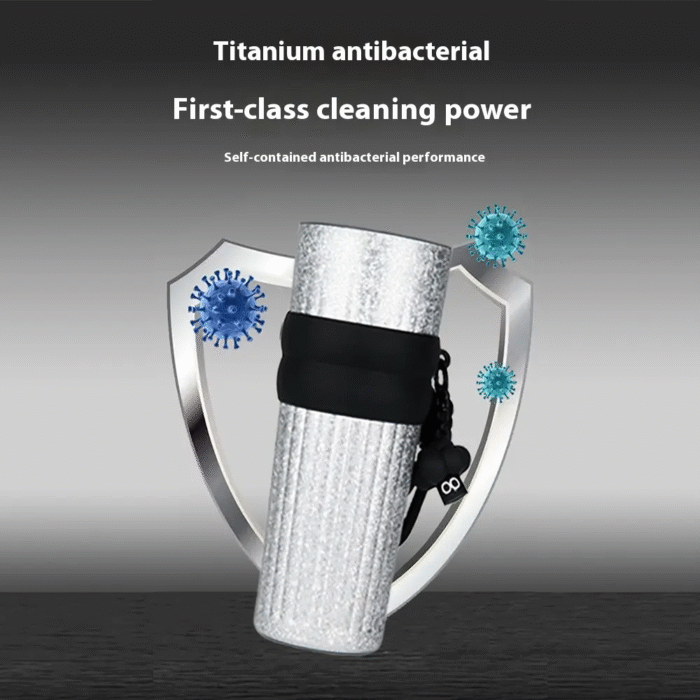 Large capacity titanium cup with straw