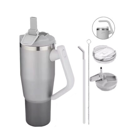 Stainless steel thermos cup with handle