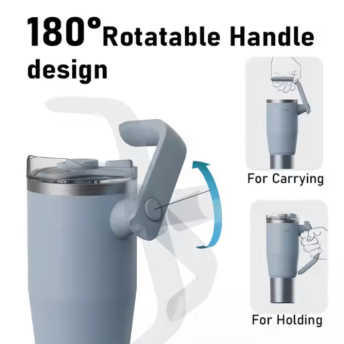 Stainless steel thermos cup with handle