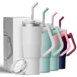 Stainless steel thermos cup with handle