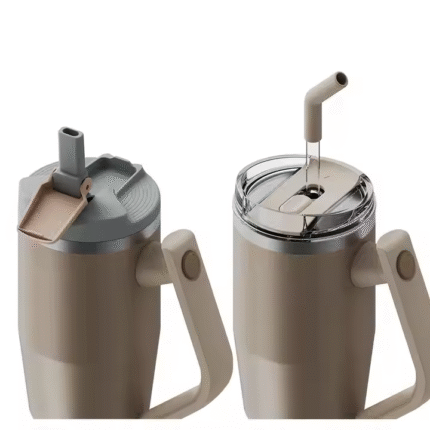 Stainless steel thermos cup with handle
