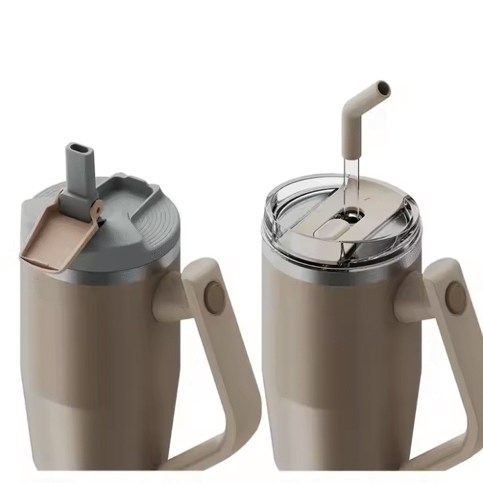 Stainless steel thermos cup with handle