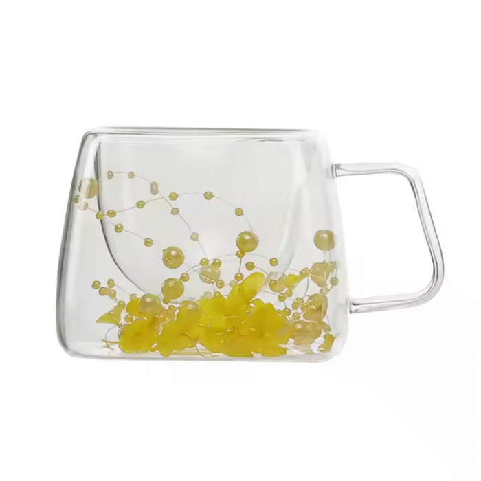 High aesthetic double layer glass cup