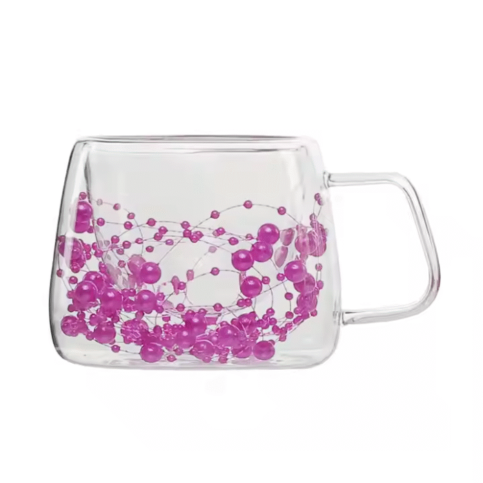 High aesthetic double layer glass cup
