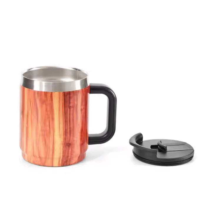 Wood grain stainless steel cup