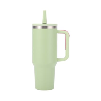 40oz copo de aço inoxidável com palha dobrável