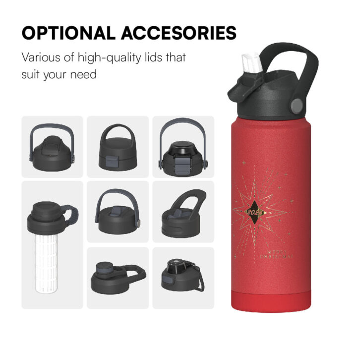 Christmas-Themed Insulated Bottle with Straw