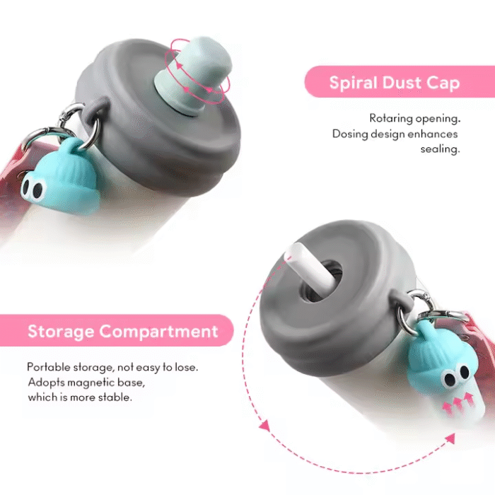 Stainless steel water bottle with straw lid