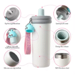Stainless steel water bottle with straw lid