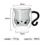 Cat Shape Double Wall Glass Coffee Cup
