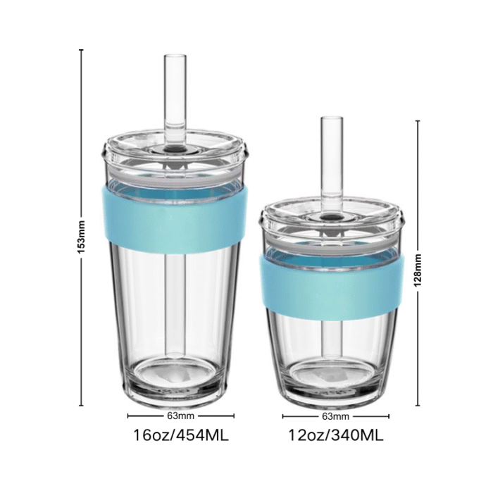 Double layer printed glass coffee cup