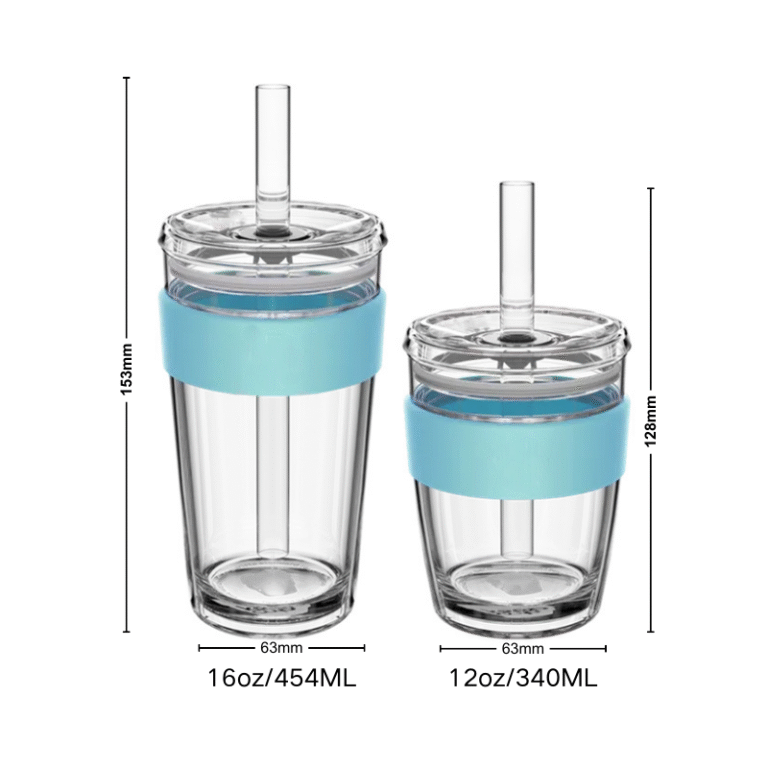Double layer printed glass coffee cup