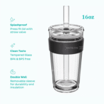 Double layer printed glass coffee cup