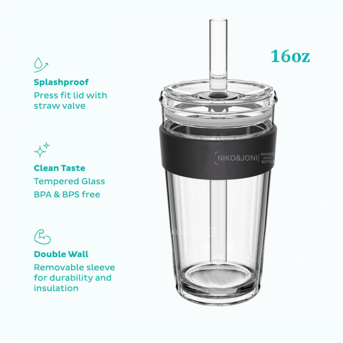 Double layer printed glass coffee cup