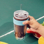 Double layer printed glass coffee cup