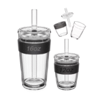 Double layer printed glass coffee cup