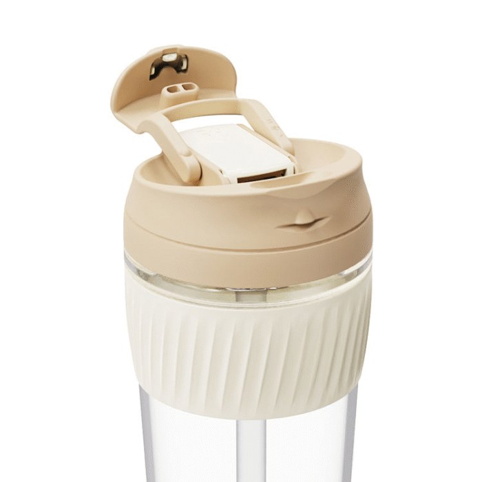 Glass cup with lid and straw