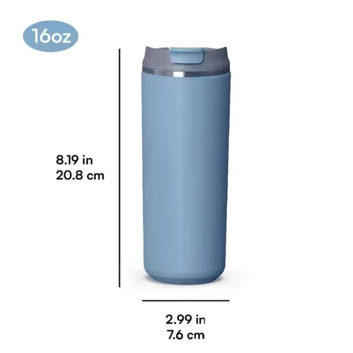 Flip-top stainless steel cup