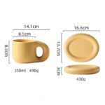 Nordic style ceramic thick handle mug with saucer