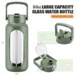64oz Glass Water Bottles with Straw