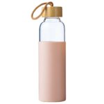 Glass Water Bottle with Silicone Bamboo Lid