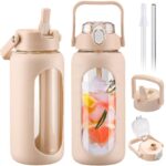 64oz Glass Water Bottles with Straw