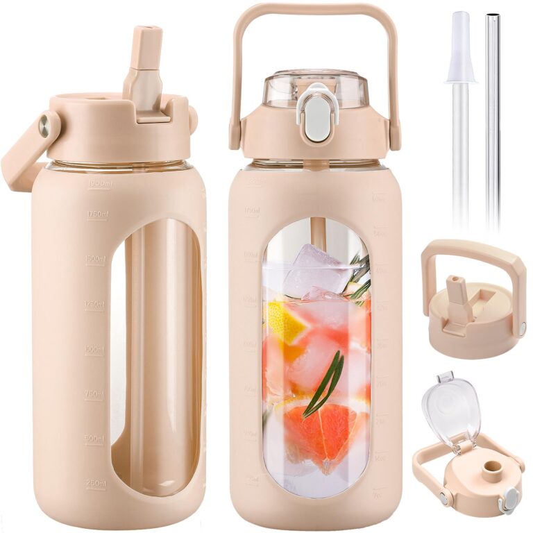 64oz Glass Water Bottles with Straw