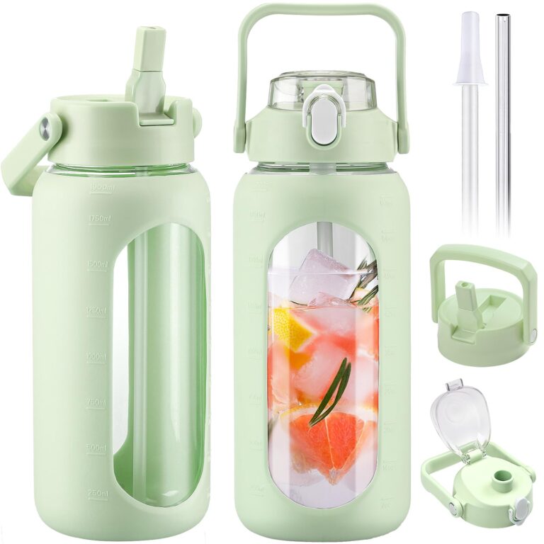 64oz Glass Water Bottles with Straw