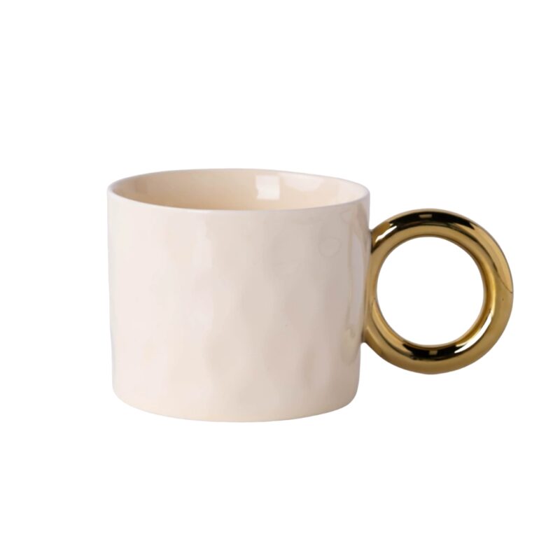 370ml ceramic gold ring mug