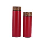 350ml 450ml Stainless steel wooden pattern lid bottle