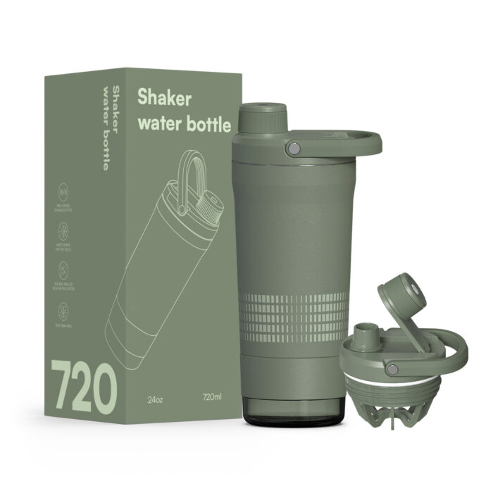 Shaker Bottle with Mixer & Storage