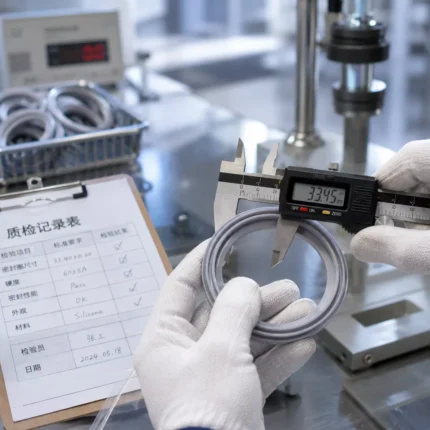 Jarrino technician inspecting lid seal quality on a stainless steel tumbler