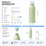 Premium 500ml insulated milk bottle shape flask made of food-grade 18/8 acier inoxydable, ideal for milk and coffee.